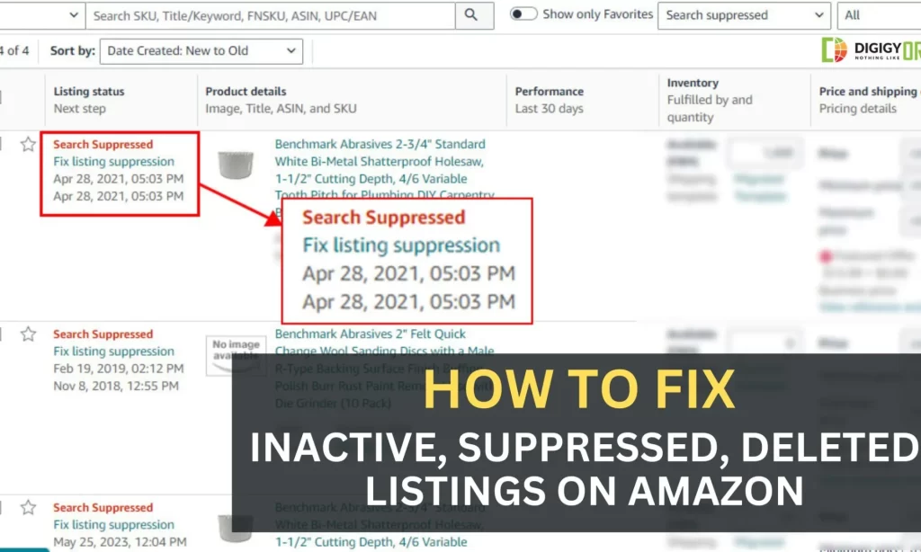 How to fix inactive suppressed and amazon